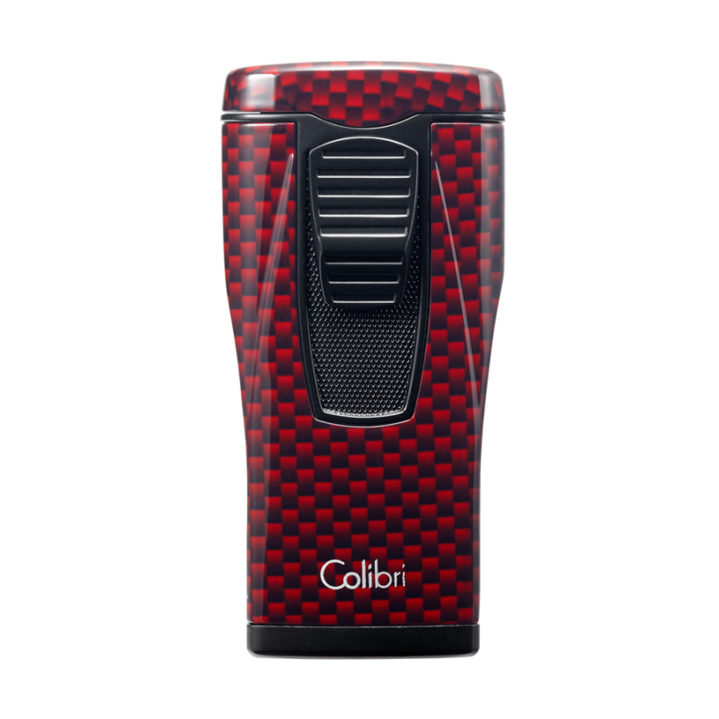 Купить Зажигалка сигарная Colibri Monaco (тройное пламя), красный карбон 