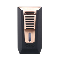 Зажигалка сигарная Colibri Slide (двойное пламя), черная-розовое золото