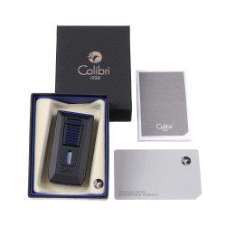 Купить Зажигалка сигарная Colibri Slide (двойное пламя), черно-синяя 